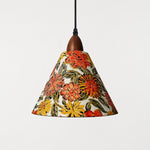 Bild in Gallery-Viewer laden, Medium orange floral cone pendant light front view