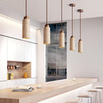 Load image into Gallery viewer, Wabi Sabi Solid Wood Travertine Stone Pendant Light M37