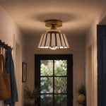 Cargar imagen en el visor de la Galería, Striped ceramic ceiling fixture in a hallway