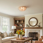 Charger l'image dans la visionneuse de galerie, Plafonnier décoratif Lumica à pétales de capiz superposés – Lampe encastrée décorative pour chambre ou hall d'entrée