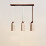 Load image into Gallery viewer, Wabi Sabi Solid Wood Travertine Stone Pendant Light M37
