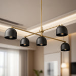 Load image into Gallery viewer, Farmhouse Chandelier – Mid Century Brass Swing Arm Chandelier For Living Room