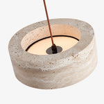Load image into Gallery viewer, Yellow travertine LED pendant shade and suspension detail