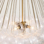 Bild in Gallery-Viewer laden, Bravira Strukturierter Klarer Glas Ovaler Kronleuchter – Zeitgenössische Deckenleuchte mit Messing-Finish für Diele & Kücheninsel