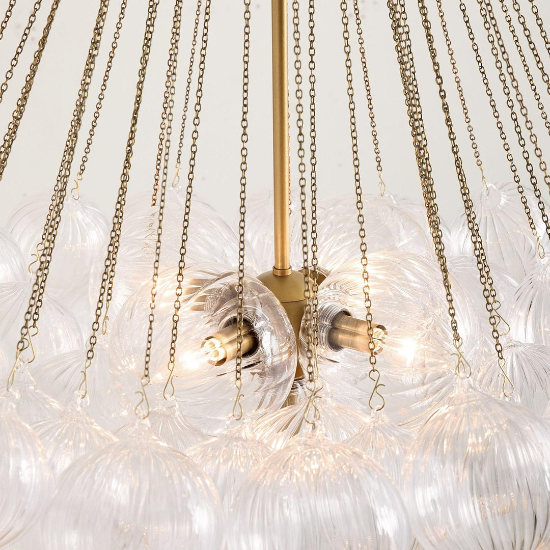 Lustre en verre bombé Bravira - Éclairage ovale en verre et laiton vintage