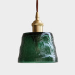 Load image into Gallery viewer, Green hammered glass pendant light