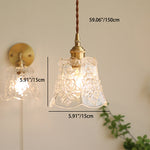 Load image into Gallery viewer, Traditional Japanese Brass Walnut Glass Ceramic Cylinder Conic Flower Bowl 1-Light Pendant Light For Dining Room