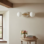 Load image into Gallery viewer, Glorica Glass Minimalist Metal Arm Globe Wall Sconce – Mid-Century Vanity Lighting for Mirror & Hallway