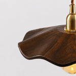Bild in Gallery-Viewer laden, dark wood lotus pendant light carved rim detail