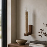 Cargar imagen en el visor de la Galería, Natural travertine wall sconce above an entry console