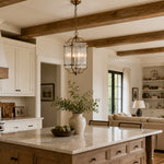 Load image into Gallery viewer, Brass and Pressed Glass Lantern Pendant Light