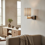 Load image into Gallery viewer, Cavilon Sculpted Marble Wall Light with Elegant Linen Shade for Living Rooms and Hallways