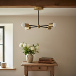 Load image into Gallery viewer, Mobilux Line Mid-Century Gold Sputnik Chandelier – Semi-Flush Geometric Brass Fixture