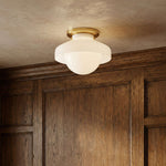 Bild in Gallery-Viewer laden, Hanton Aufputz-Deckenleuchte – Modernes minimalistisches Leuchtmittel mit Milchglas- und Metallschirm