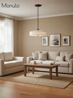 Load image into Gallery viewer, Fabric Shade Pendant Light – Textile Drum Pendant with Modern Design