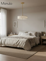 Load image into Gallery viewer, Fabric Shade Pendant Light – Textile Drum Pendant with Modern Design