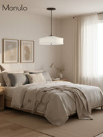 Load image into Gallery viewer, Fabric Shade Pendant Light – Textile Drum Pendant with Modern Design