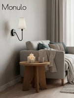 Load image into Gallery viewer, Rowan Fabric Shade Wall Sconce – Modern Industrial Light for Bedroom