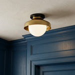 Bild in Gallery-Viewer laden, Hanton Aufputz-Deckenleuchte – Modernes minimalistisches Leuchtmittel mit Milchglas- und Metallschirm