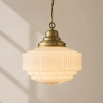 Bild in Gallery-Viewer laden, Opalume Glass Pendant Light – Vintage Milchglas Pendelleuchte mit Art Deco Stil