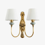 Load image into Gallery viewer, Rowan Classic Fabric Shade Sconce – Ceramic Wall Light for Hallway or Bedroom