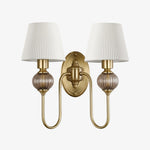 Load image into Gallery viewer, Rowan Classic Fabric Shade Sconce – Ceramic Wall Light for Hallway or Bedroom