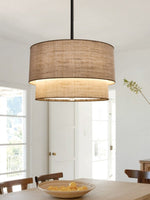 Load image into Gallery viewer, Double Fabric Drum Pendant Lamp