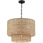Load image into Gallery viewer, Drum Pendant Light – Natural Rattan Double Shade for Bedroom Lighting