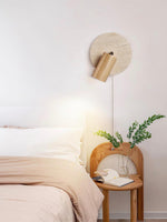 Load image into Gallery viewer, Wabi-Sabi Style Travertine Cylinder Wall Sconce Bedside Lamp with Pull-chain Switch
