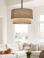 Load image into Gallery viewer, Double Fabric Drum Pendant Lamp