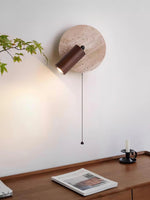 Load image into Gallery viewer, Wabi-Sabi Style Travertine Cylinder Wall Sconce Bedside Lamp with Pull-chain Switch