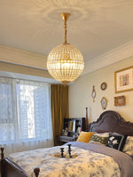 Load image into Gallery viewer, French Antique Brass Crystal Globe Chandelier