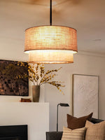 Load image into Gallery viewer, Double Fabric Drum Pendant Lamp