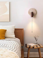 Load image into Gallery viewer, Wabi-Sabi Style Travertine Cylinder Wall Sconce Bedside Lamp with Pull-chain Switch