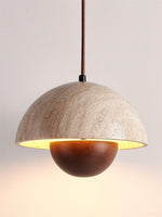 Cargar imagen en el visor de la Galería, Lámpara colgante de capullo de flor de travertino Wabi-Sabi