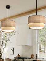 Load image into Gallery viewer, Double Fabric Drum Pendant Lamp