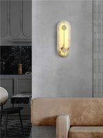 Load image into Gallery viewer, Postmodern Classical Oblong Shape Alabaster Wall Sconce