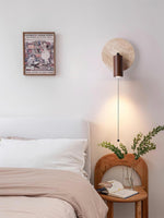 Load image into Gallery viewer, Wabi-Sabi Style Travertine Cylinder Wall Sconce Bedside Lamp with Pull-chain Switch