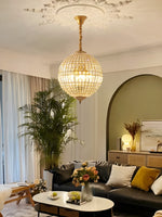 Load image into Gallery viewer, French Antique Brass Crystal Globe Chandelier