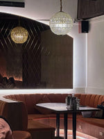 Load image into Gallery viewer, French Antique Brass Crystal Globe Chandelier