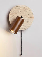Load image into Gallery viewer, Wabi-Sabi Style Travertine Cylinder Wall Sconce Bedside Lamp with Pull-chain Switch