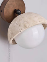 Cargar imagen en el visor de la Galería, Lámpara de pared de media esfera de travertino estilo Wabi-Sabi