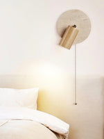 Load image into Gallery viewer, Wabi-Sabi Style Travertine Cylinder Wall Sconce Bedside Lamp with Pull-chain Switch