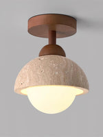Load image into Gallery viewer, Wabi-Sabi Travertine Dome Ceiling Light