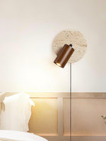 Load image into Gallery viewer, Wabi-Sabi Style Travertine Cylinder Wall Sconce Bedside Lamp with Pull-chain Switch