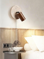 Load image into Gallery viewer, Wabi-Sabi Style Travertine Cylinder Wall Sconce Bedside Lamp with Pull-chain Switch