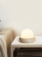 Load image into Gallery viewer, Cream Style Semi-Round Travertine Table Lamp