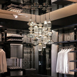 Load image into Gallery viewer, Contemporary Hanging Light - Iron Metal Glass Gold Brown Damp-rated