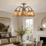 Charger l'image dans la visionneuse de galerie, Brass and Amber Glass Semi-Flush Ceiling Light