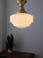 Load image into Gallery viewer, Opalume Glass Pendant Light – Vintage Milk Glass Pendant Light with Art Deco Style